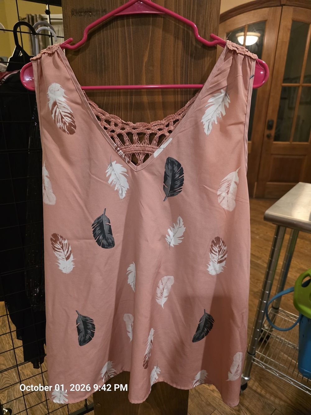 Women's Pink Feather Print Tank 3XL